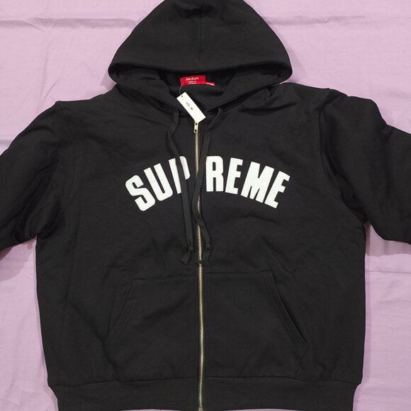 Supreme Warm Black Hooded Zip-Up Sweatshirt - Picture 2 of 6